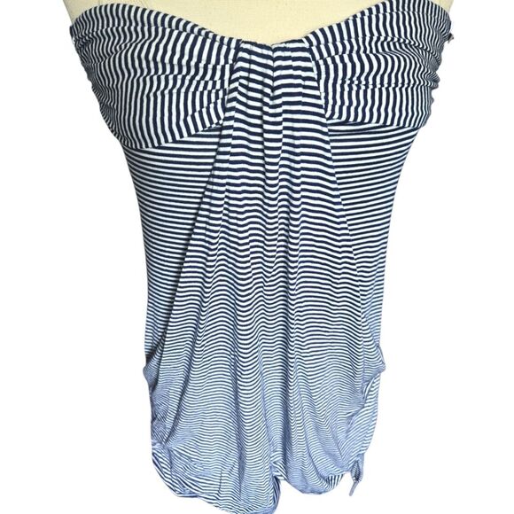 AUW BlueWhite Stripe Strapless Mini Dress - S - Picture 2 of 12